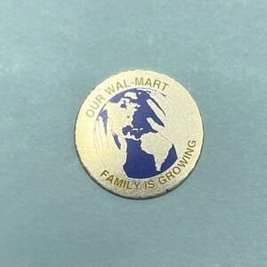 Vintage Walmart Lapel Pin‎ Our Wal Mart Family Is Growing Earth Globe Logo